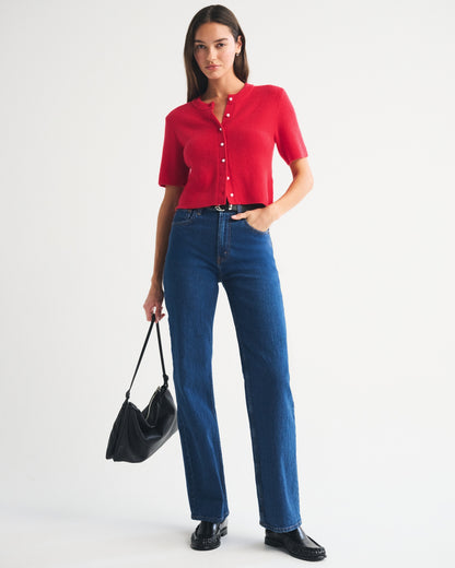 Abercrombie Merino Wool-Blend Short-Sleeve Cardigan