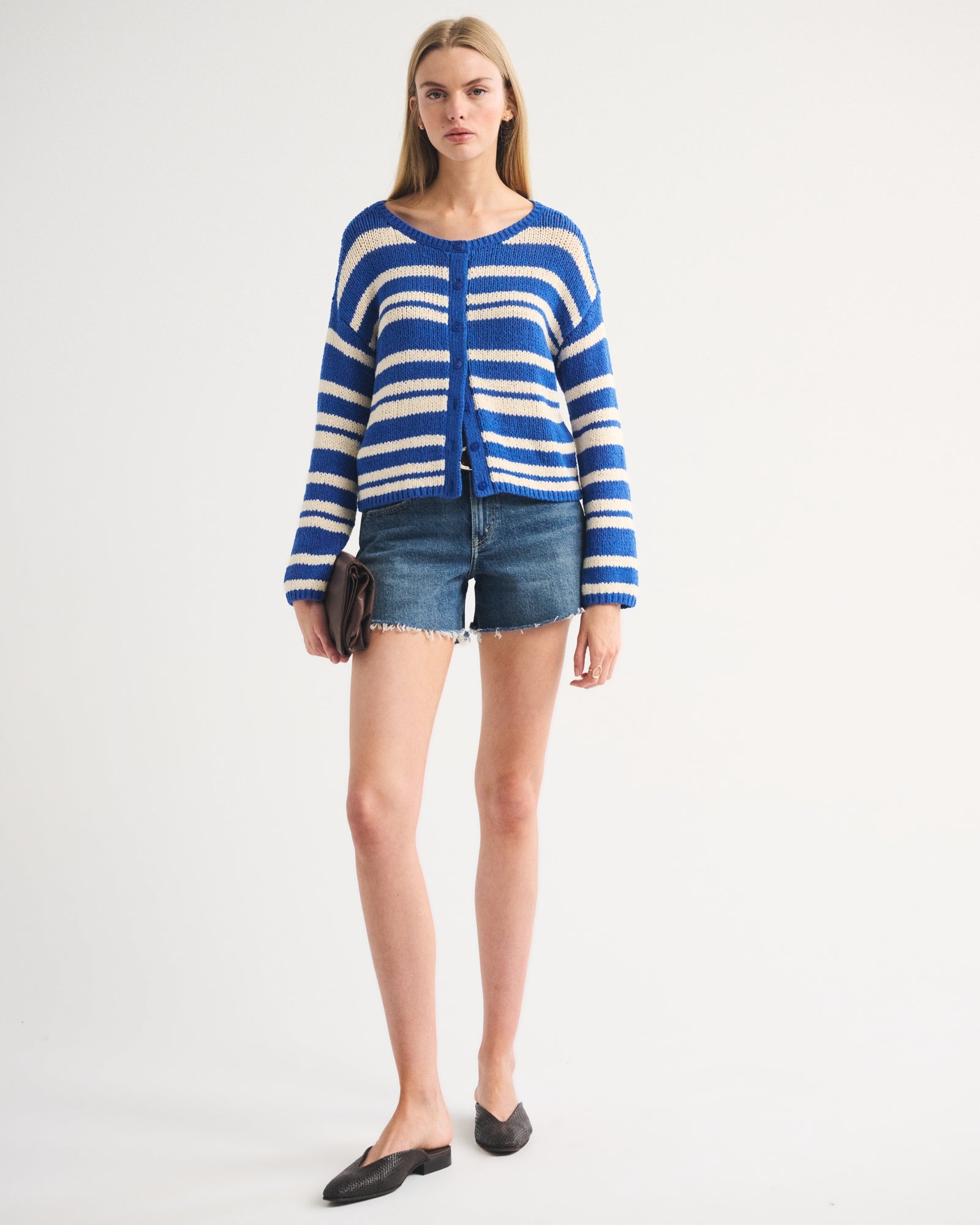 Abercrombie Open-Stitch Textural Crew Cardigan