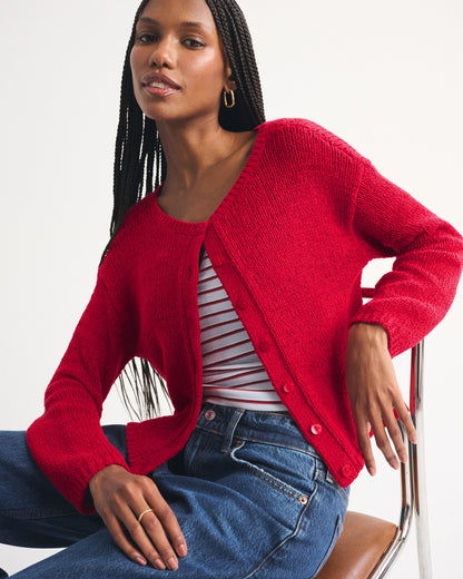 Abercrombie Open-Stitch Textural Crew Cardigan