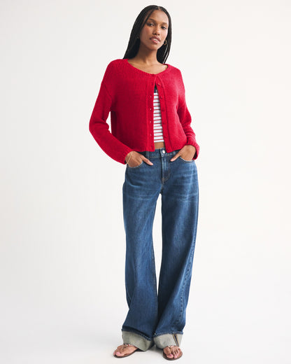 Abercrombie Open-Stitch Textural Crew Cardigan