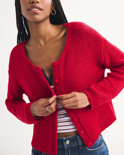 Abercrombie Open-Stitch Textural Crew Cardigan