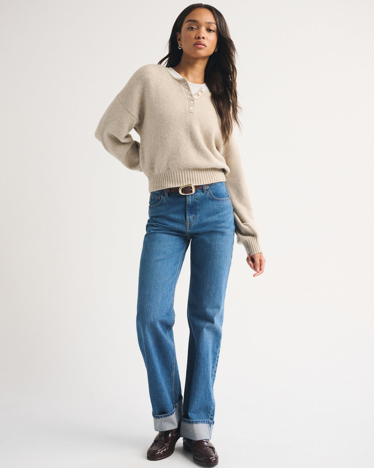 Abercrombie Merino Wool-Blend Henley Sweater