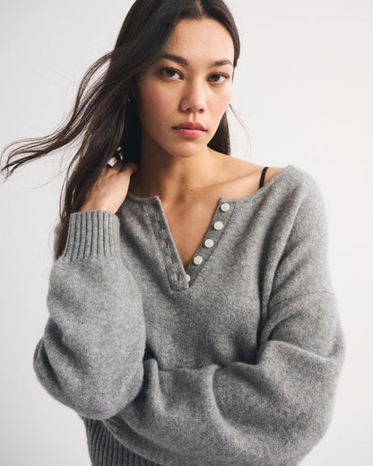 Abercrombie Merino Wool-Blend Henley Sweater