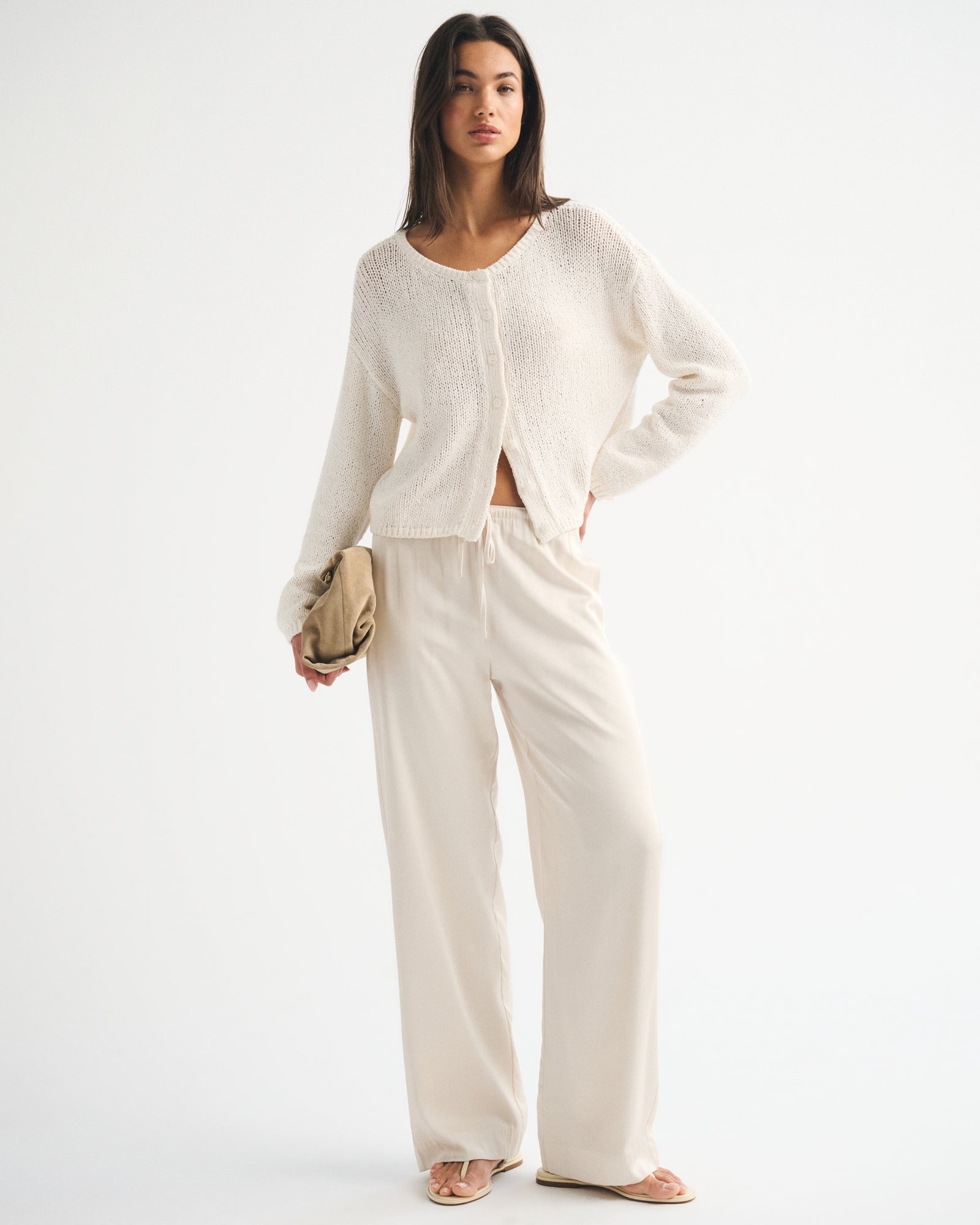Abercrombie Open-Stitch Textural Crew Cardigan