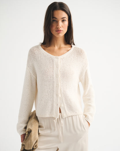 Abercrombie Open-Stitch Textural Crew Cardigan