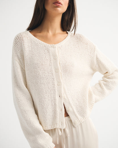 Abercrombie Open-Stitch Textural Crew Cardigan