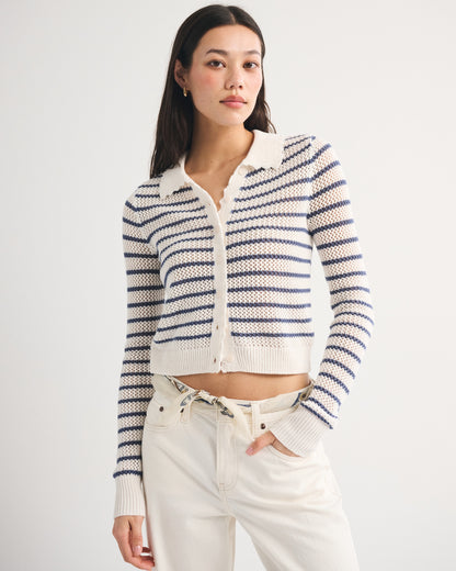 Abercrombie Crochet-Style Collared Cardigan