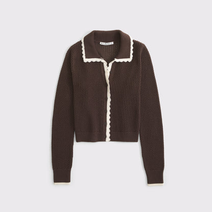 Abercrombie Crochet-Style Collared Cardigan