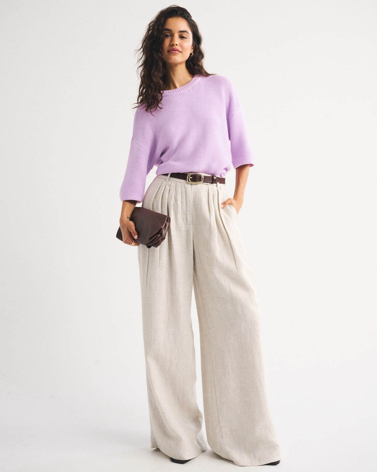 Abercrombie 100% Cotton Textural-Stitch Boxy Sweater Tee