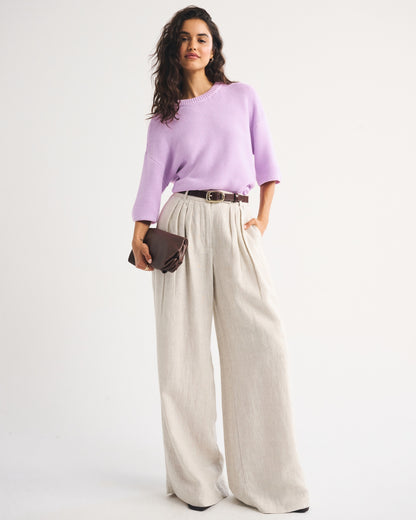 Abercrombie 100% Cotton Textural-Stitch Boxy Sweater Tee
