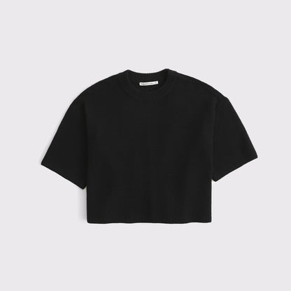 Abercrombie 100% Cotton Textural-Stitch Boxy Sweater Tee