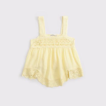 Abercrombie 100% Cotton Squareneck Crochet Tank