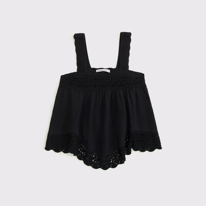 Abercrombie 100% Cotton Squareneck Crochet Tank