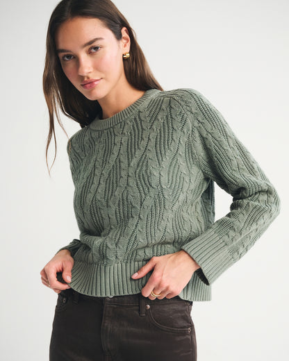 Abercrombie The A&F Madeline 100% Cotton Cable Crew Sweater