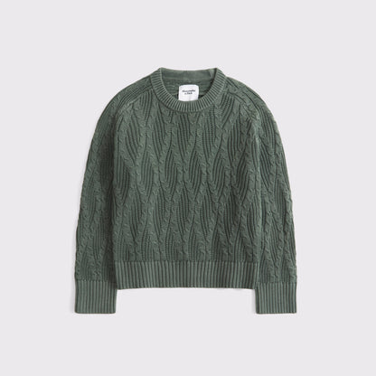 Abercrombie The A&F Madeline 100% Cotton Cable Crew Sweater