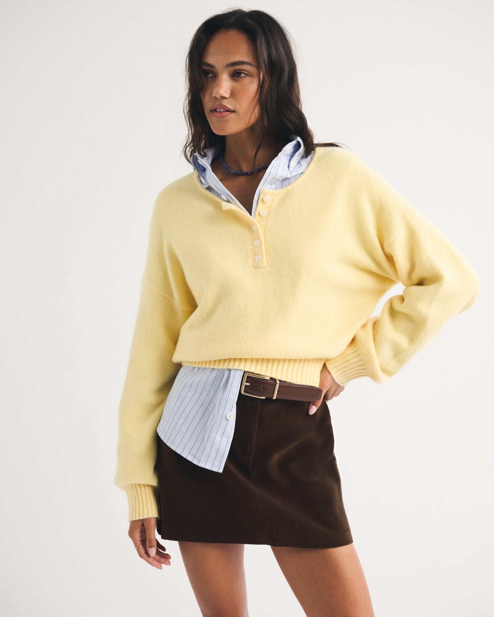 Abercrombie Merino Wool-Blend Henley Sweater