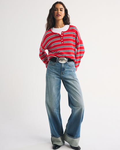 Abercrombie Merino Wool-Blend Henley Sweater