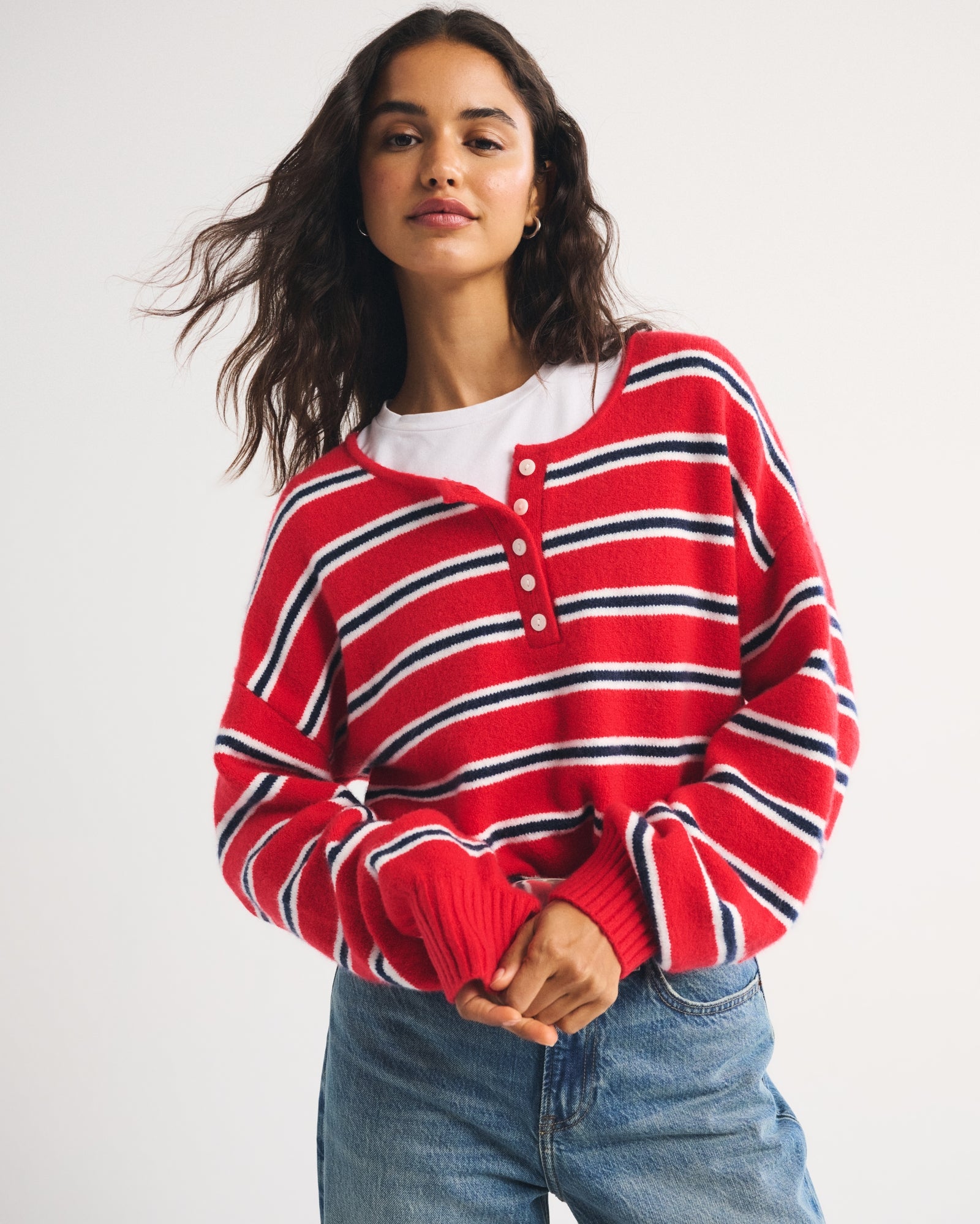 Abercrombie Merino Wool-Blend Henley Sweater