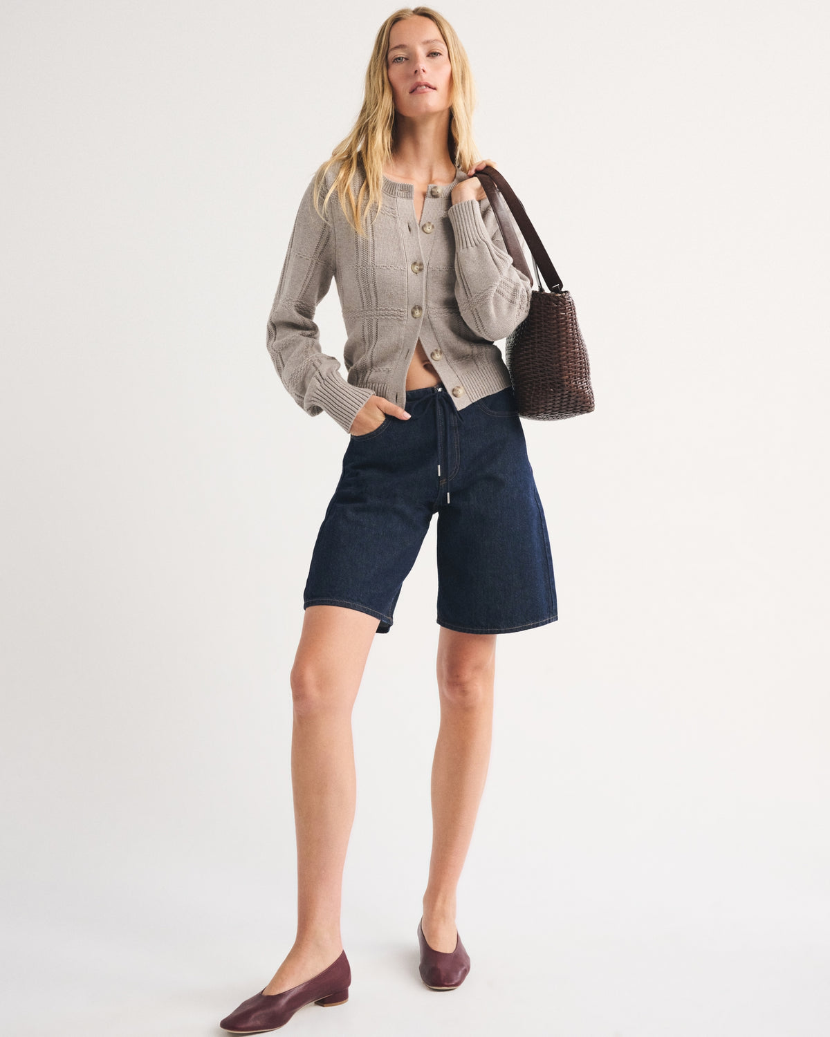 Abercrombie Textural Stitch Shrunken Cardigan