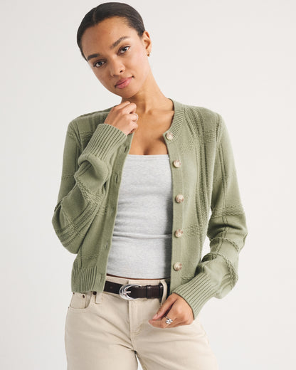 Abercrombie Textural Stitch Shrunken Cardigan