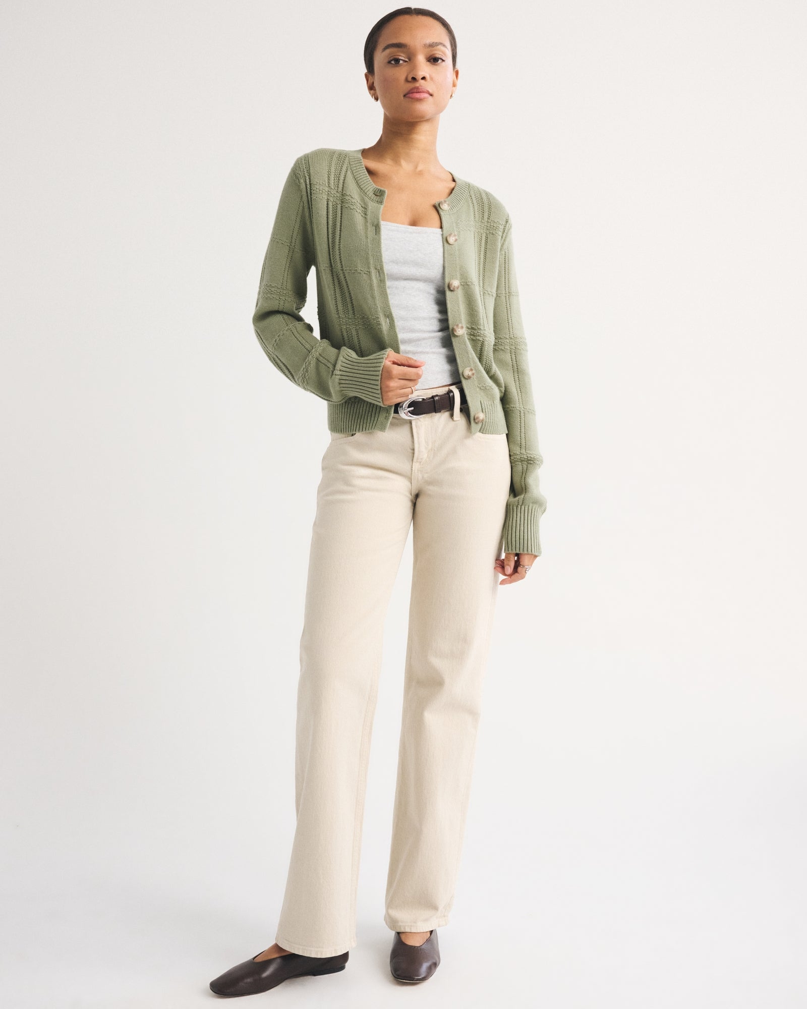 Abercrombie Textural Stitch Shrunken Cardigan