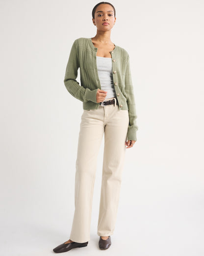 Abercrombie Textural Stitch Shrunken Cardigan