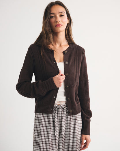Abercrombie Textural Stitch Shrunken Cardigan