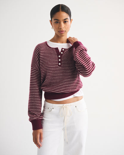 Abercrombie Merino Wool-Blend Henley Sweater