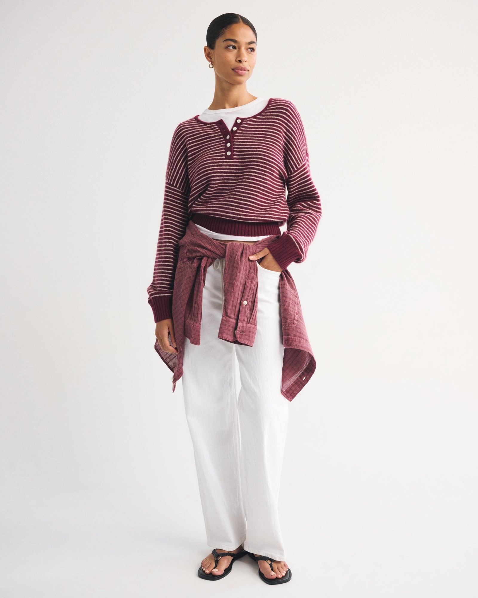 Abercrombie Merino Wool-Blend Henley Sweater