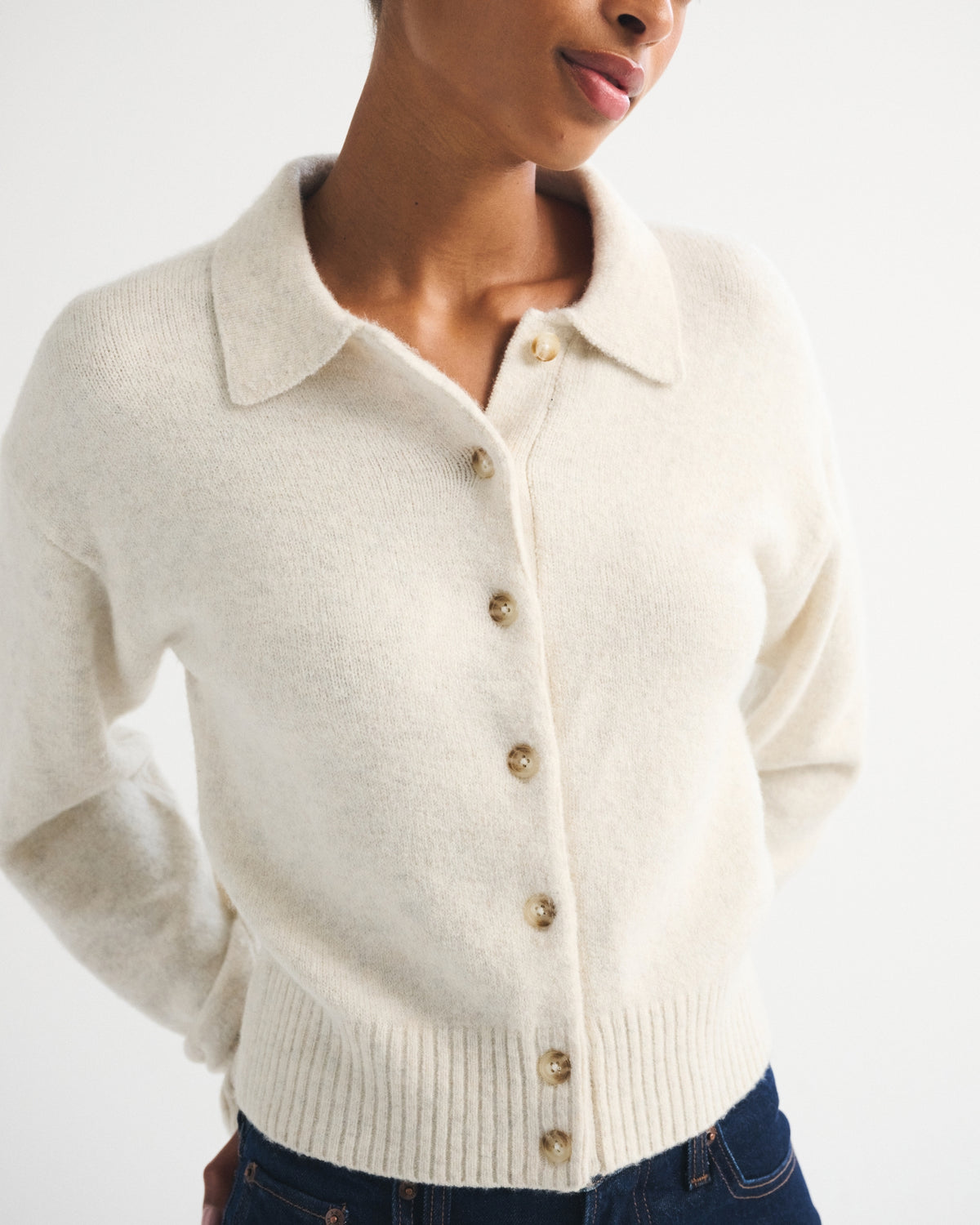 Abercrombie Merino Wool-Blend Collared Cardigan