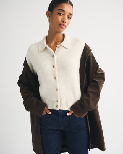 Abercrombie Merino Wool-Blend Collared Cardigan