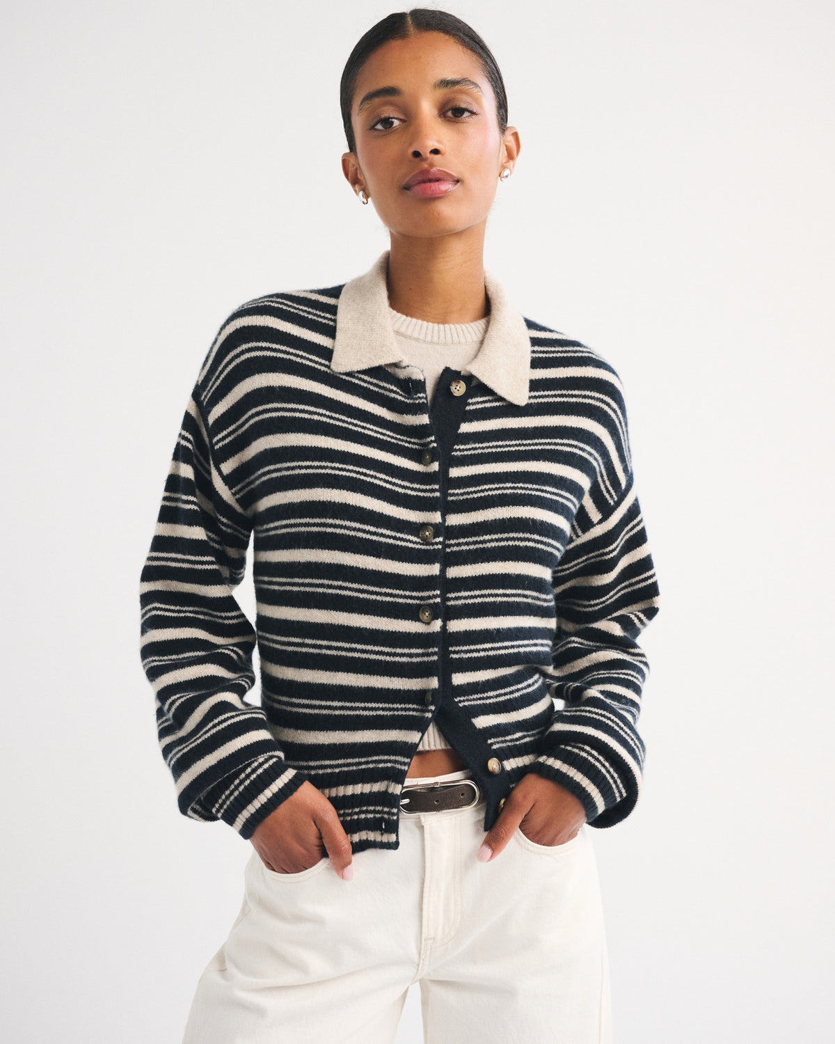 Abercrombie Merino Wool-Blend Collared Cardigan