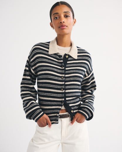 Abercrombie Merino Wool-Blend Collared Cardigan