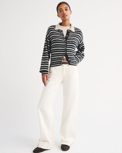 Abercrombie Merino Wool-Blend Collared Cardigan