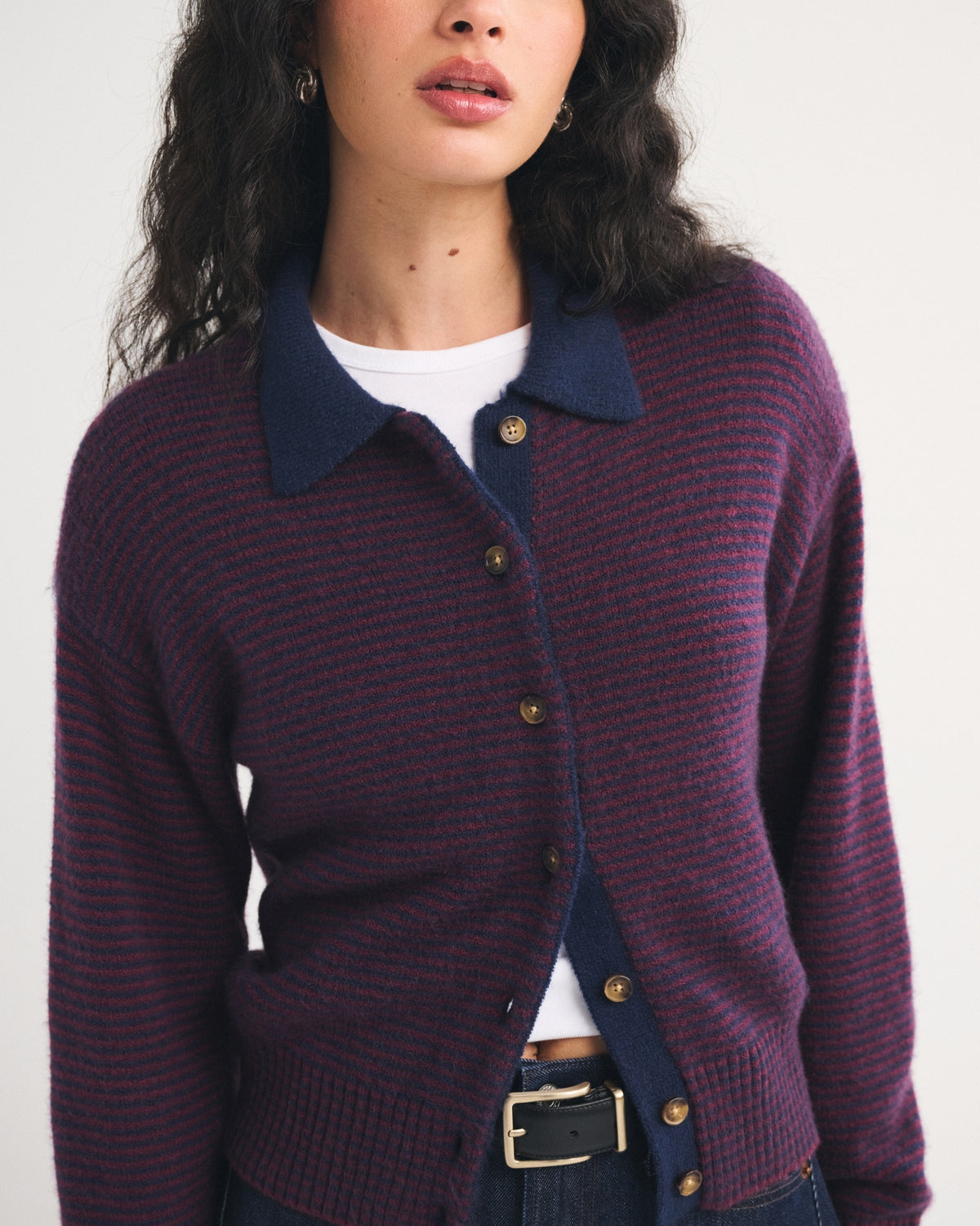 Abercrombie Merino Wool-Blend Collared Cardigan
