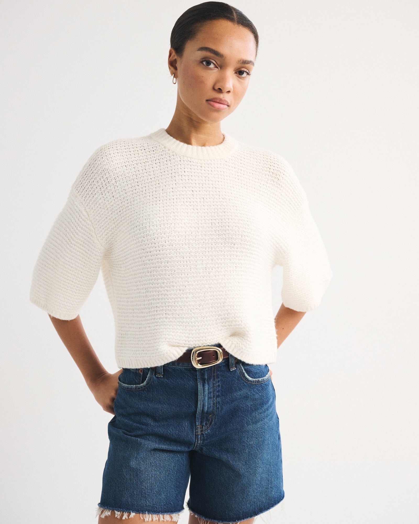 Abercrombie Short-Sleeve Boxy Sweater Tee
