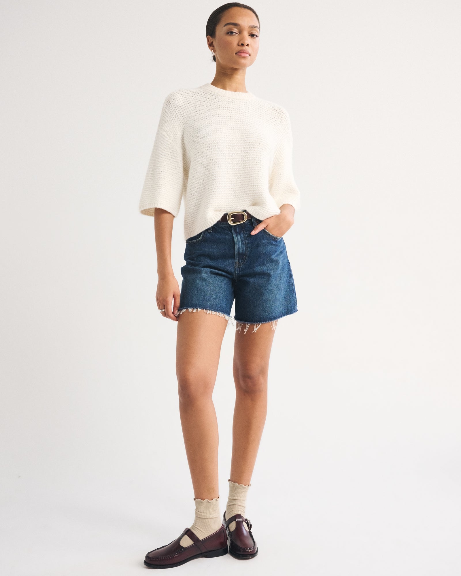 Abercrombie Short-Sleeve Boxy Sweater Tee
