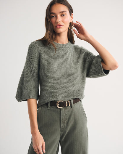 Abercrombie Short-Sleeve Boxy Sweater Tee
