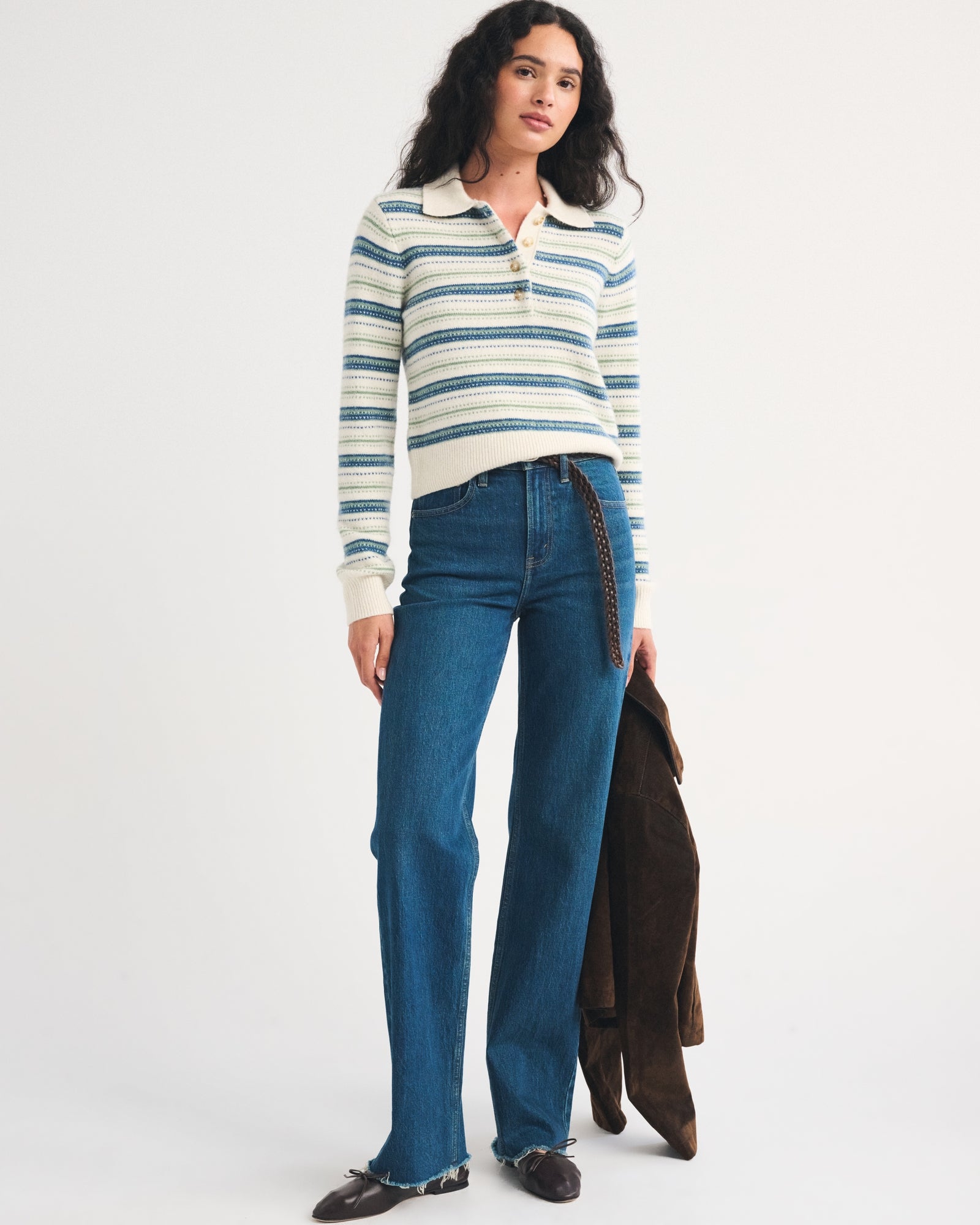 Abercrombie Merino Wool-Blend Long-Sleeve Polo