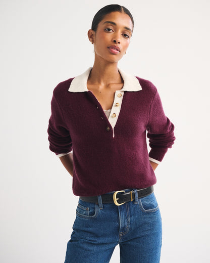 Abercrombie Merino Wool-Blend Long-Sleeve Polo