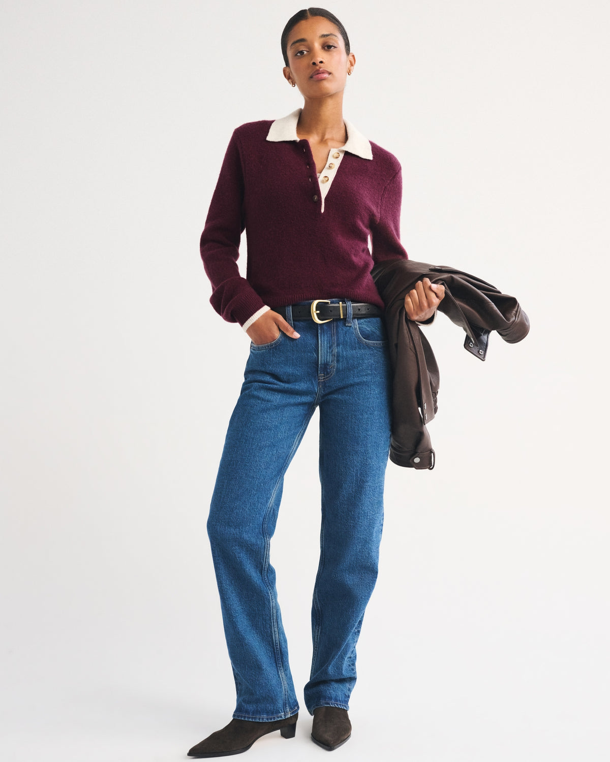 Abercrombie Merino Wool-Blend Long-Sleeve Polo
