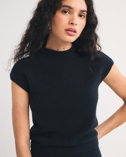 Abercrombie Merino Wool-Blend Short-Sleeve Mock Neck Sweater