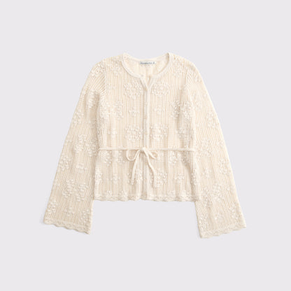 Abercrombie Tie-Waist Bobble-Stitch Cardigan