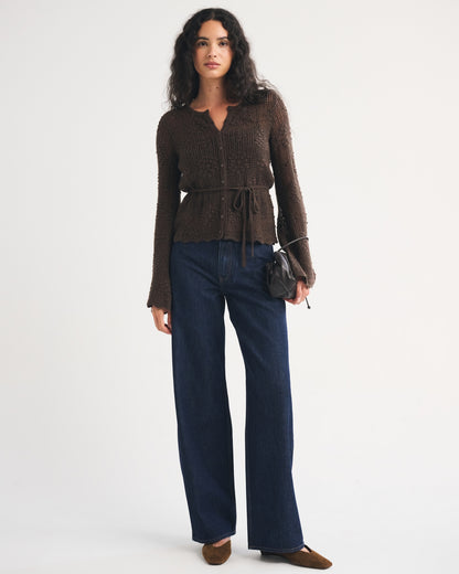 Abercrombie Tie-Waist Bobble-Stitch Cardigan