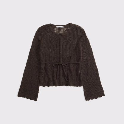 Abercrombie Tie-Waist Bobble-Stitch Cardigan