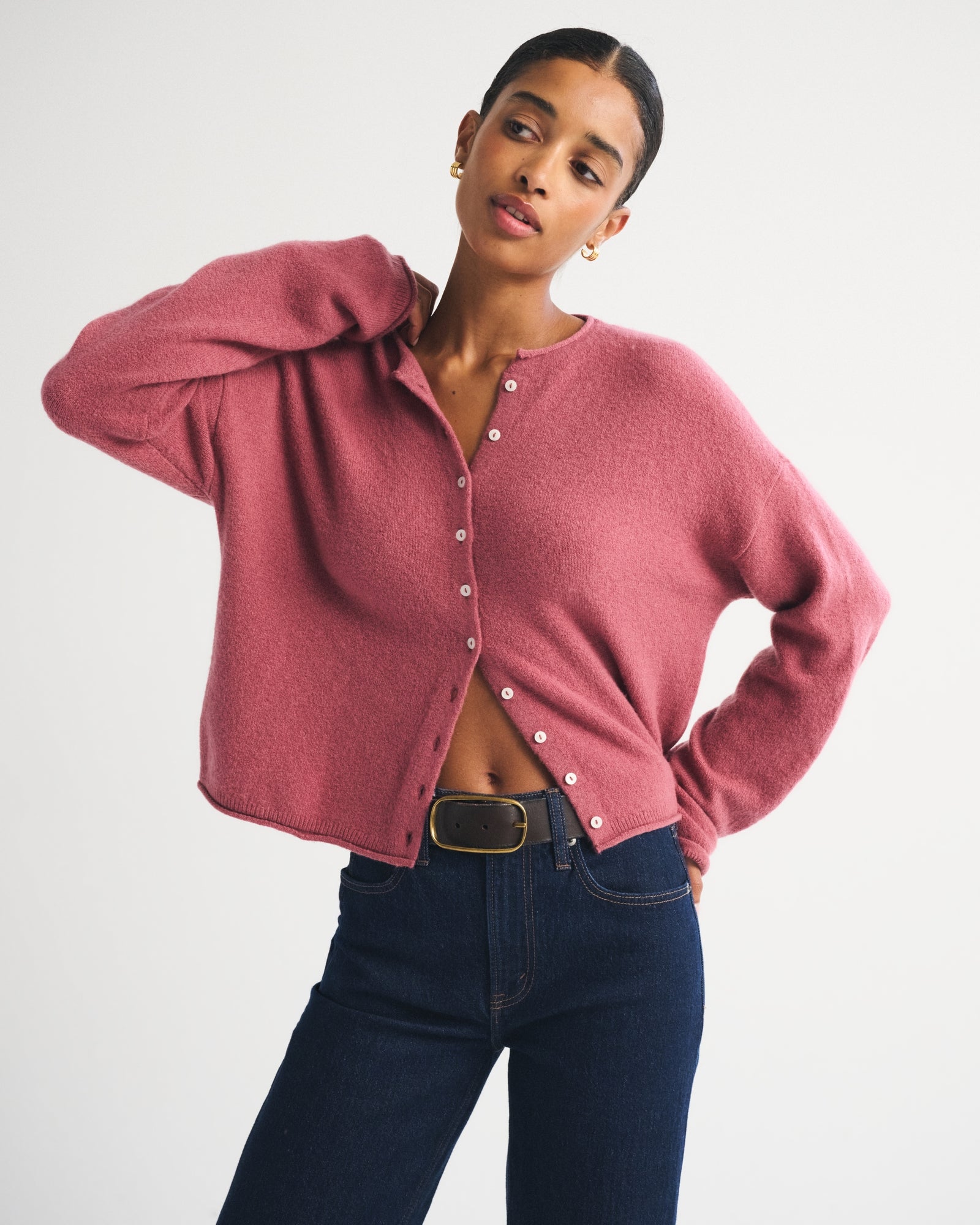 Abercrombie Merino Wool-Blend Roll Neck Cardigan