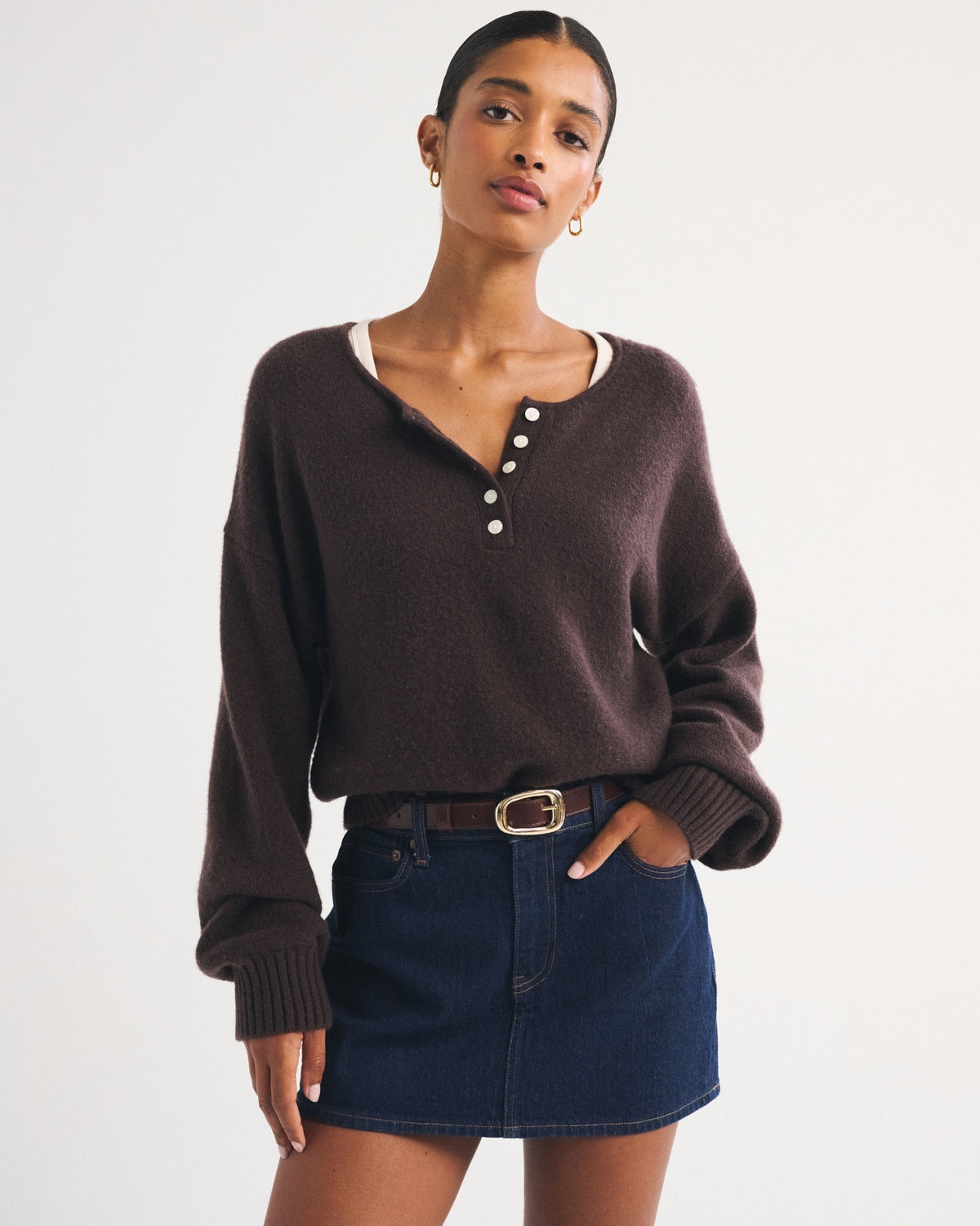 Abercrombie Merino Wool-Blend Henley Sweater