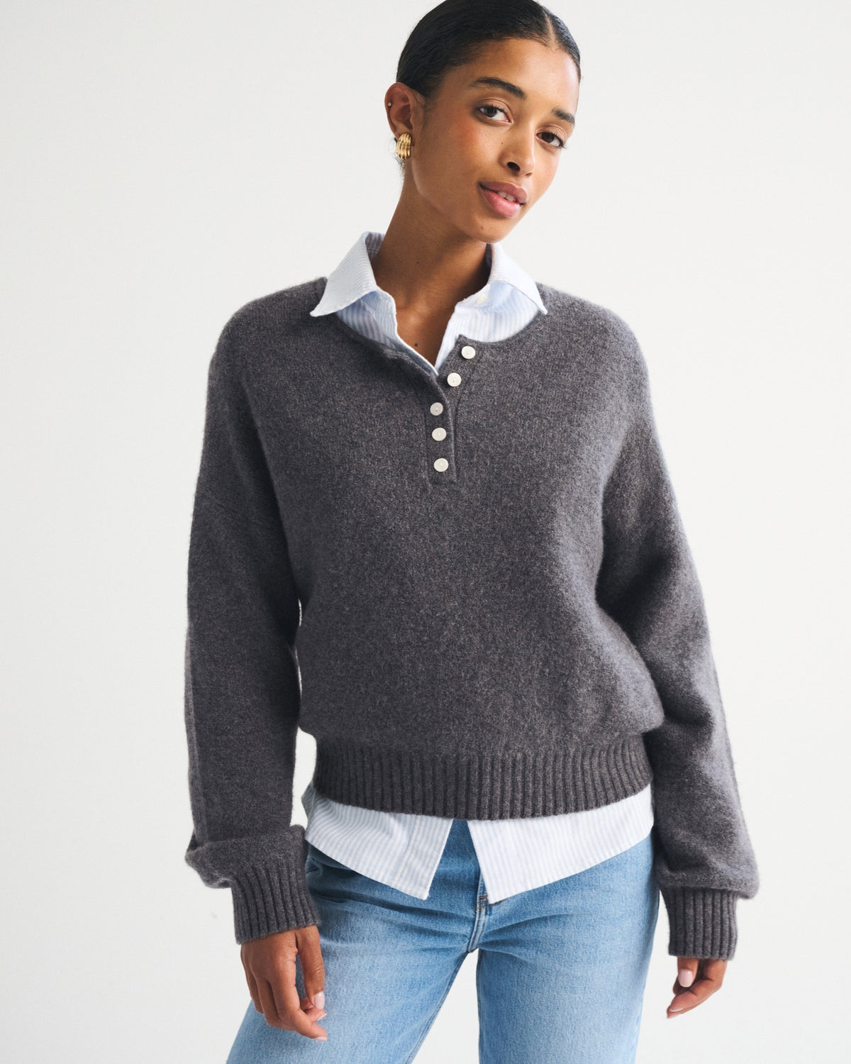 Abercrombie Merino Wool-Blend Henley Sweater