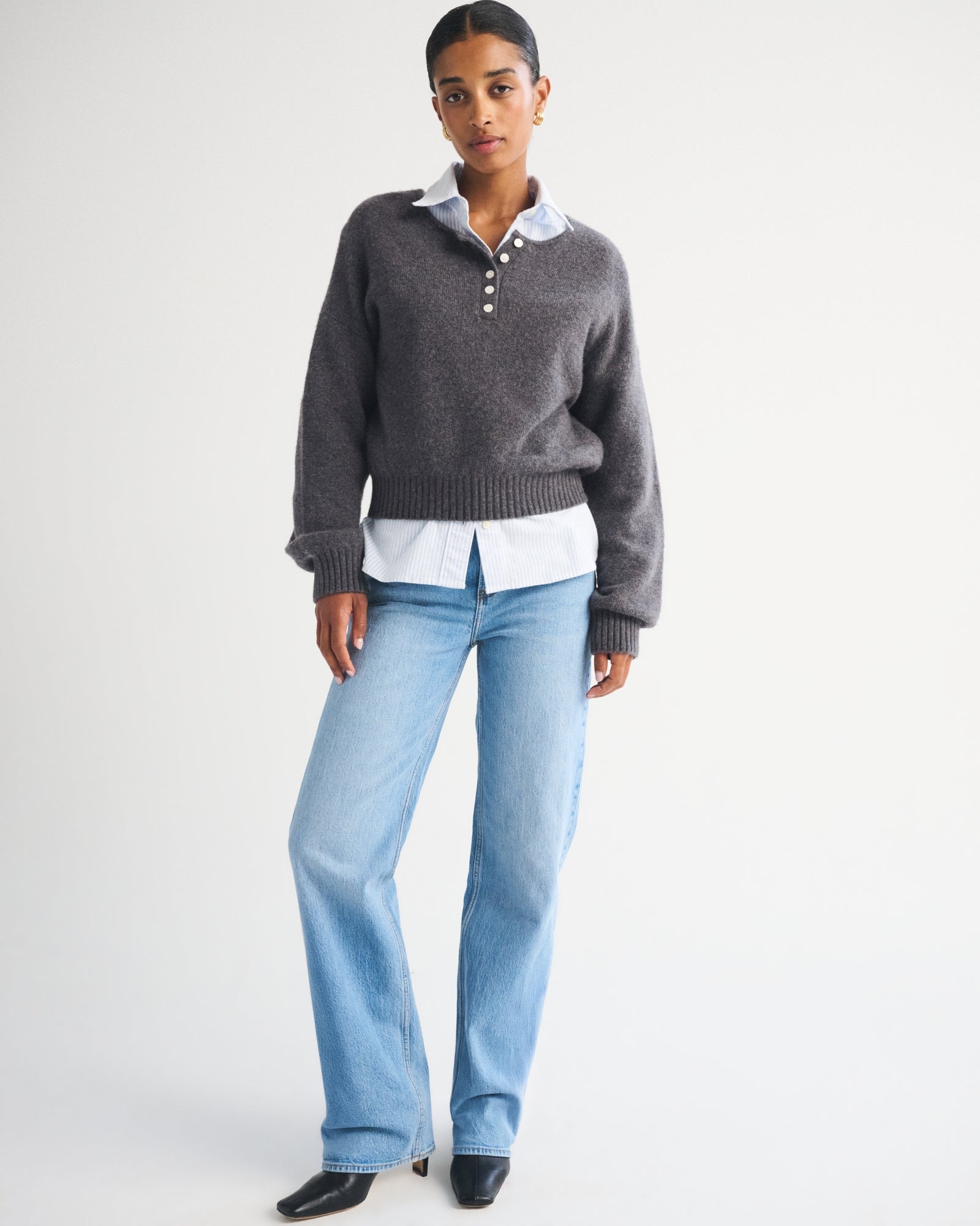 Abercrombie Merino Wool-Blend Henley Sweater
