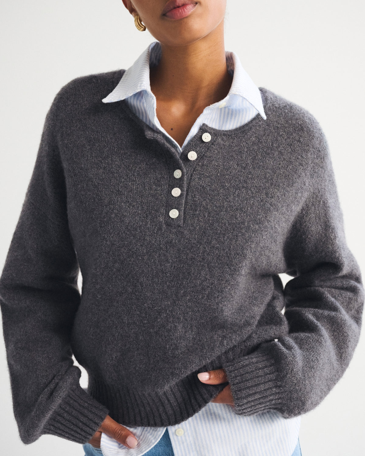 Abercrombie Merino Wool-Blend Henley Sweater